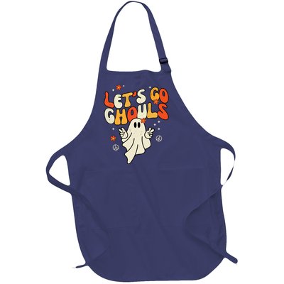 Lets Go Ghouls Ghost Retro Halloween Costume Full-Length Apron With Pockets