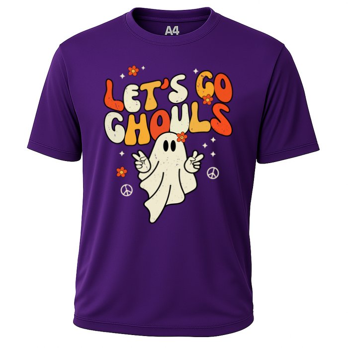 Lets Go Ghouls Ghost Retro Halloween Costume Cooling Performance Crew T-Shirt