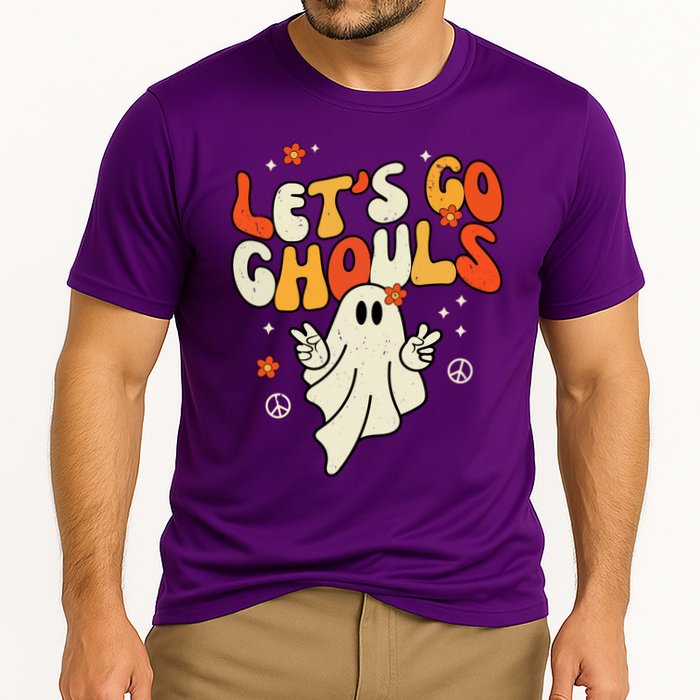 Lets Go Ghouls Ghost Retro Halloween Costume Cooling Performance Crew T-Shirt