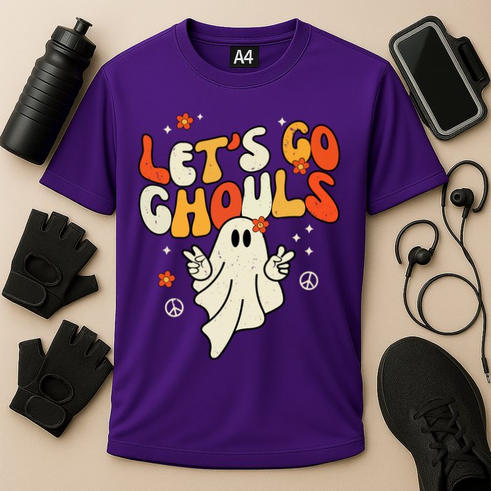 Lets Go Ghouls Ghost Retro Halloween Costume Cooling Performance Crew T-Shirt