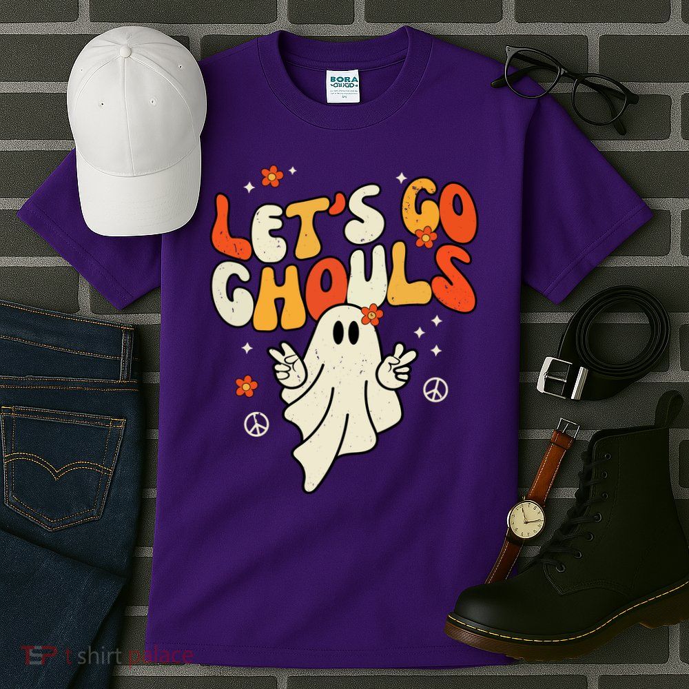 Lets Go Ghouls Ghost Retro Halloween Costume Tall T-Shirt