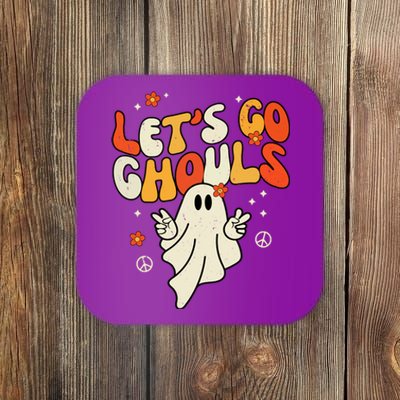 Lets Go Ghouls Ghost Retro Halloween Costume Coaster