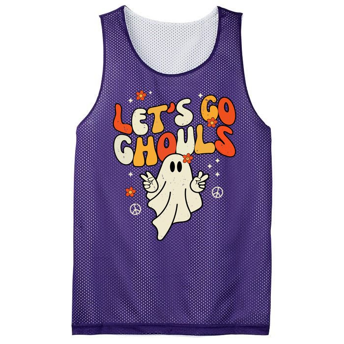 Lets Go Ghouls Ghost Retro Halloween Costume Mesh Reversible Basketball Jersey Tank