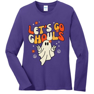 Lets Go Ghouls Ghost Retro Halloween Costume Ladies Long Sleeve Shirt