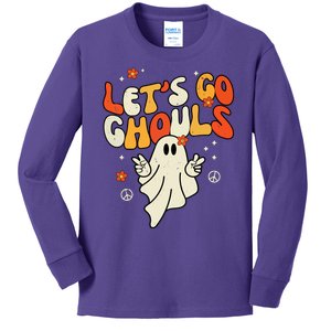 Lets Go Ghouls Ghost Retro Halloween Costume Kids Long Sleeve Shirt