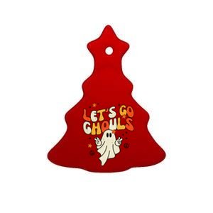 Lets Go Ghouls Ghost Retro Halloween Costume Ceramic Tree Ornament