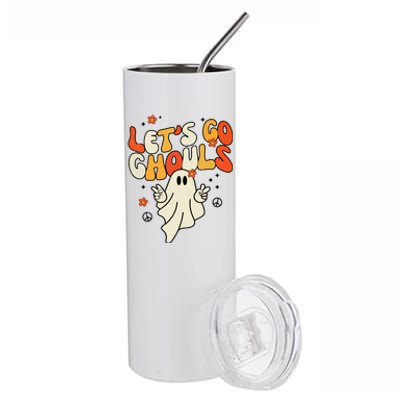 Lets Go Ghouls Ghost Retro Halloween Costume Stainless Steel Tumbler