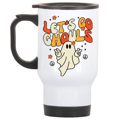 Lets Go Ghouls Ghost Retro Halloween Costume Stainless Steel Travel Mug