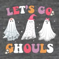 Lets Go Ghouls Cute Halloween Girl Squad 7 Panel Mesh Trucker Snapback Hat