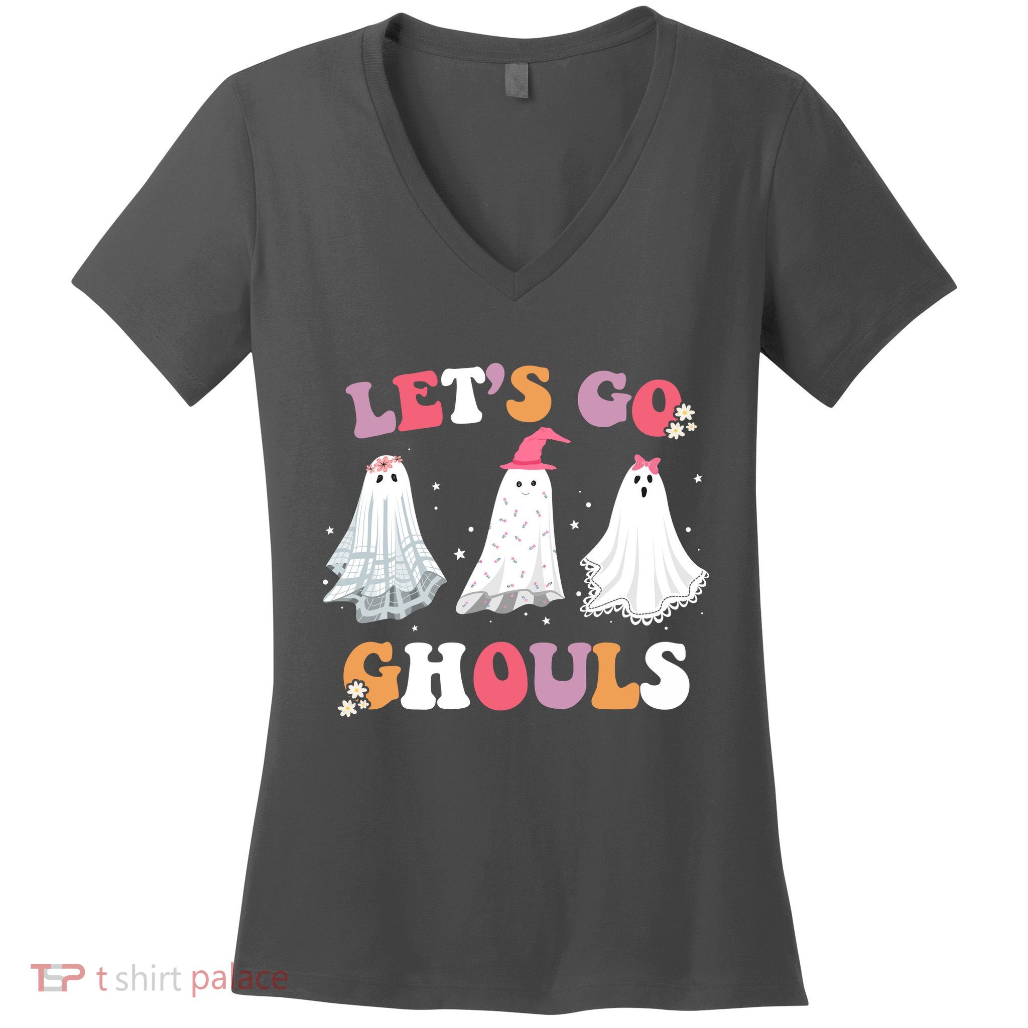 Lets Go Ghouls Cute Halloween Girl Squad Women's V-Neck T-Shirt