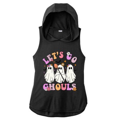 Lets Go Ghouls Halloween Ghost Outfit Costume Retro Groovy Ladies PosiCharge Tri-Blend Wicking Draft Hoodie Tank