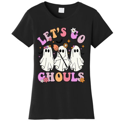 Lets Go Ghouls Halloween Ghost Outfit Costume Retro Groovy Women's T-Shirt