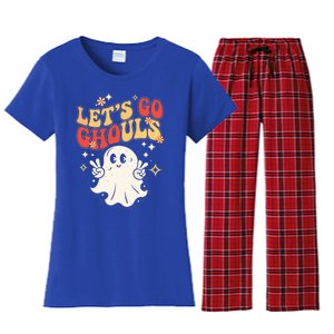 LetS Go Ghouls Ghost Halloween Costume Retro Spooky Gift Women's Flannel Pajama Set