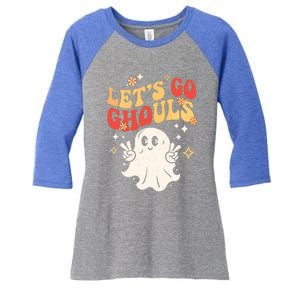 LetS Go Ghouls Ghost Halloween Costume Retro Spooky Gift Women's Tri-Blend 3/4-Sleeve Raglan Shirt