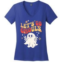 LetS Go Ghouls Ghost Halloween Costume Retro Spooky Gift Women's V-Neck T-Shirt