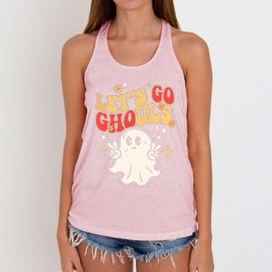 LetS Go Ghouls Ghost Halloween Costume Retro Spooky Gift Women's Knotted Racerback Tank