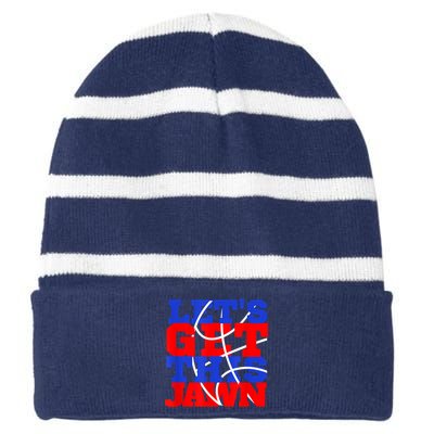 Let's Go Get This Jawn Proud Slang Striped Beanie with Solid Band