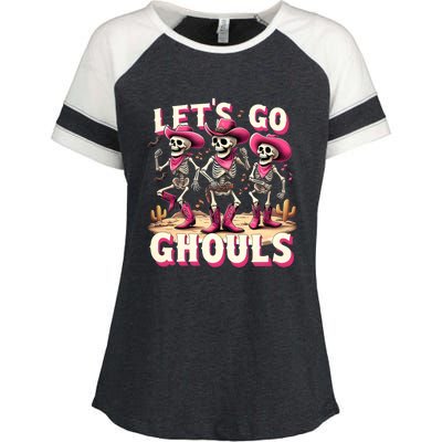 LetS Go Ghouls Skeleton Ghost Funny Halloween Ghost Graphic Gift Enza Ladies Jersey Colorblock Tee