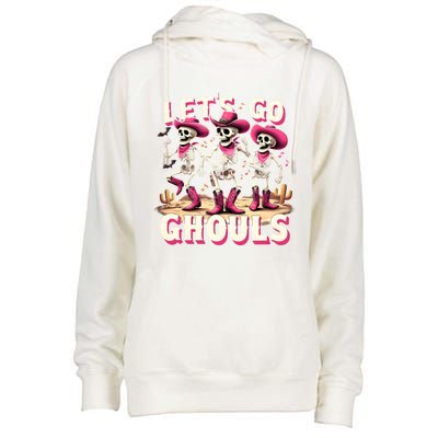 LetS Go Ghouls Skeleton Ghost Funny Halloween Ghost Graphic Gift Womens Funnel Neck Pullover Hood