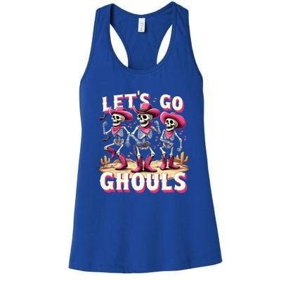 LetS Go Ghouls Skeleton Ghost Funny Halloween Ghost Graphic Gift Women's Racerback Tank