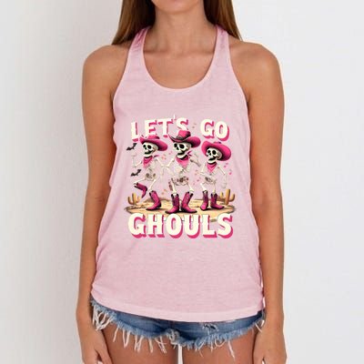 LetS Go Ghouls Skeleton Ghost Funny Halloween Ghost Graphic Gift Women's Knotted Racerback Tank