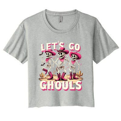 LetS Go Ghouls Skeleton Ghost Funny Halloween Ghost Graphic Gift Women's Crop Top Tee