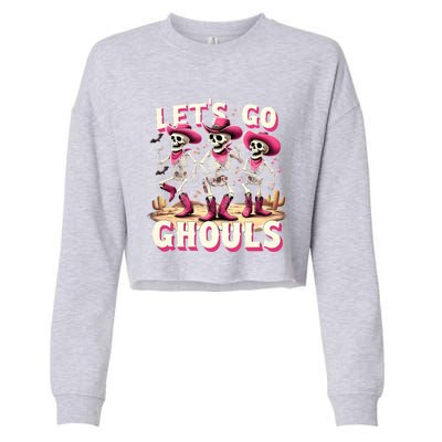 LetS Go Ghouls Skeleton Ghost Funny Halloween Ghost Graphic Gift Cropped Pullover Crew