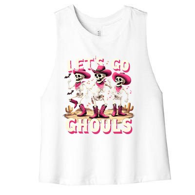 LetS Go Ghouls Skeleton Ghost Funny Halloween Ghost Graphic Gift Women's Racerback Cropped Tank