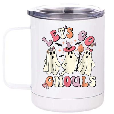 Lets Go Ghouls Halloween Ghost Outfit Costume Retro Groovy 12 oz Stainless Steel Tumbler Cup