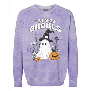 Let’S Go Ghouls Fun Ghost And Pumpkin Spooky Design Cool Gift Colorblast Crewneck Sweatshirt