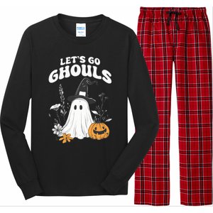 Let’S Go Ghouls Fun Ghost And Pumpkin Spooky Design Cool Gift Long Sleeve Pajama Set