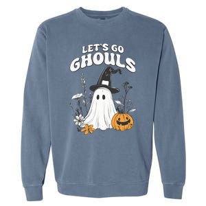 Let’S Go Ghouls Fun Ghost And Pumpkin Spooky Design Cool Gift Garment-Dyed Sweatshirt