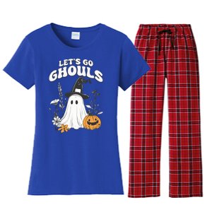 Let’S Go Ghouls Fun Ghost And Pumpkin Spooky Design Cool Gift Women's Flannel Pajama Set