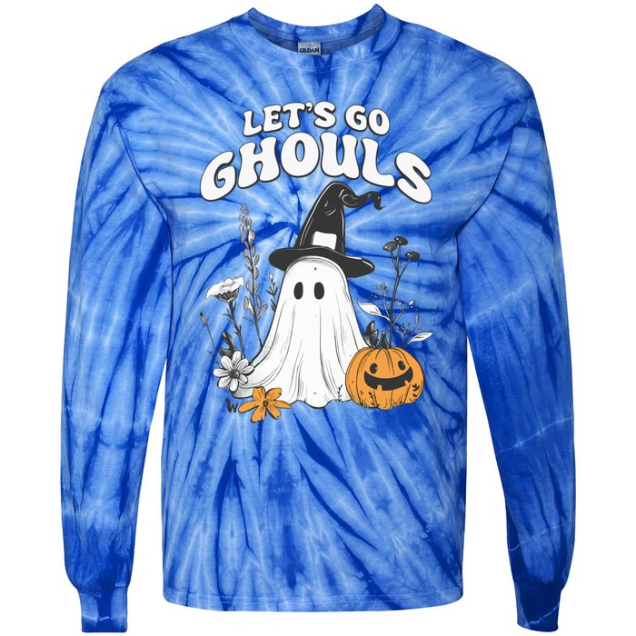 Let’S Go Ghouls Fun Ghost And Pumpkin Spooky Design Cool Gift Tie-Dye Long Sleeve Shirt