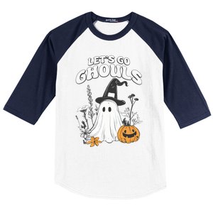 Let’S Go Ghouls Fun Ghost And Pumpkin Spooky Design Cool Gift Baseball Sleeve Shirt