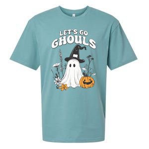 Let’S Go Ghouls Fun Ghost And Pumpkin Spooky Design Cool Gift Sueded Cloud Jersey T-Shirt