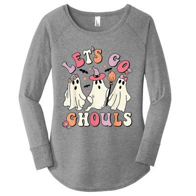 Lets Go Ghouls Halloween Ghost Outfit Costume Retro Groovy Women's Perfect Tri Tunic Long Sleeve Shirt