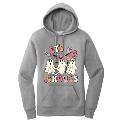 Lets Go Ghouls Halloween Ghost Outfit Costume Retro Groovy Women's Pullover Hoodie