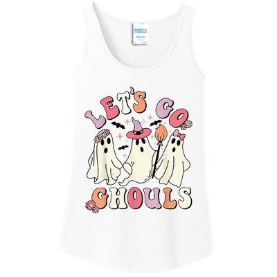 Lets Go Ghouls Halloween Ghost Outfit Costume Retro Groovy Ladies Essential Tank