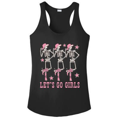 Lets Go Girl Dancing Skeleton Cowgirl Bachelorette Party Ladies PosiCharge Competitor Racerback Tank