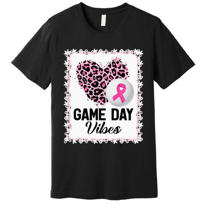 Leopard Golf Game Day Vibes Breast Cancer Awareness Premium T-Shirt