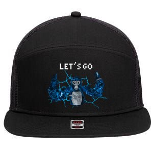 Let's Go Gorilla Gamer Meme 7 Panel Mesh Trucker Snapback Hat