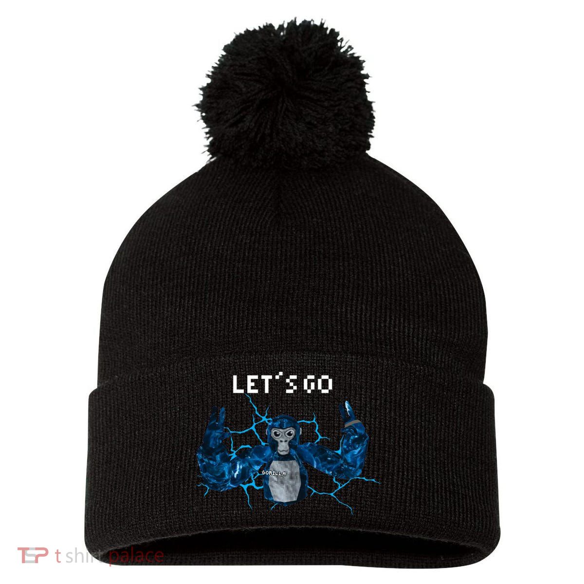 Let's Go Gorilla Gamer Meme Pom Pom 12in Knit Beanie