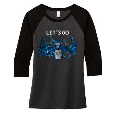 Let's Go Gorilla Gamer Meme Women's Tri-Blend 3/4-Sleeve Raglan Shirt