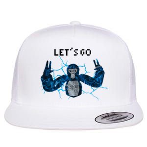 Let's Go Gorilla Gamer Meme Flat Bill Trucker Hat