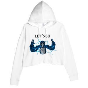 Let's Go Gorilla Gamer Meme Crop Fleece Hoodie