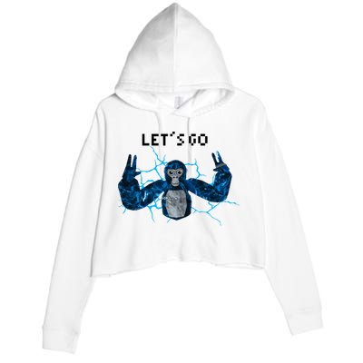 Let's Go Gorilla Gamer Meme Crop Fleece Hoodie
