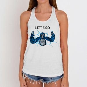 Let's Go Gorilla Gamer Meme Women's Knotted Racerback Tank