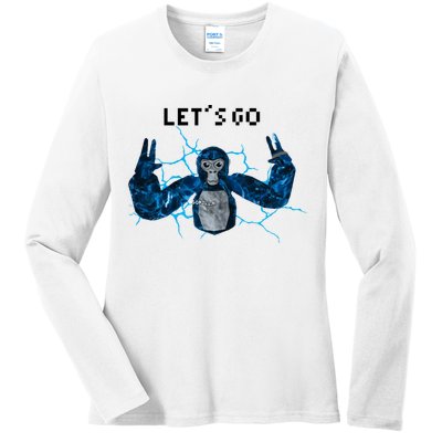 Let's Go Gorilla Gamer Meme Ladies Long Sleeve Shirt