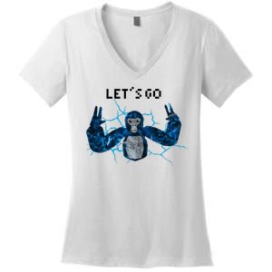 Let's Go Gorilla Gamer Meme Women's V-Neck T-Shirt